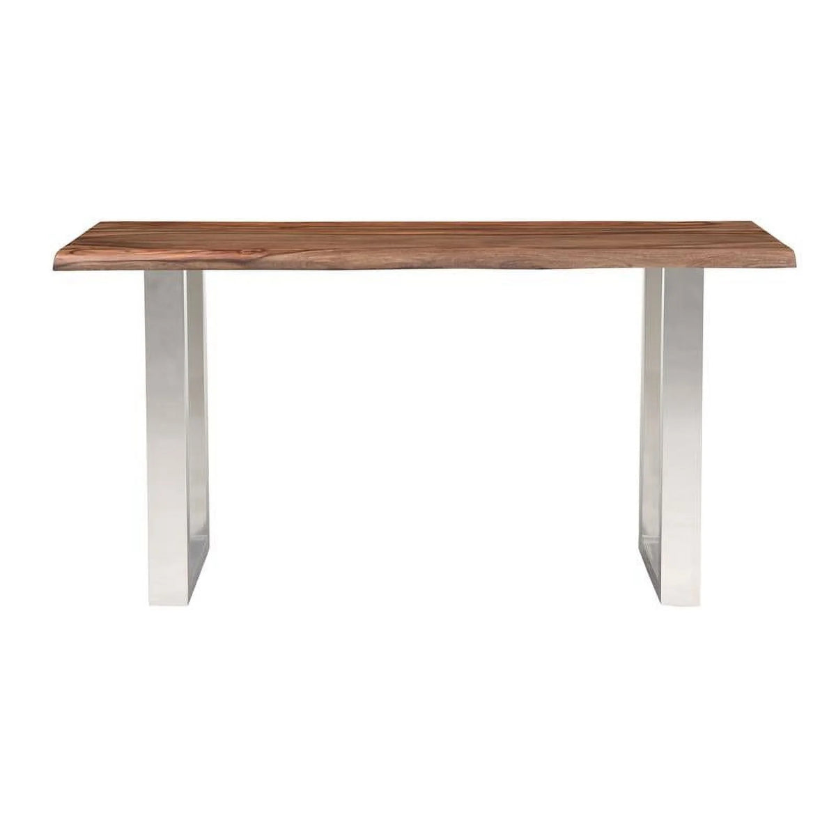 Wood Console Table with Brown Top Chrome Base E452797