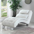 White Faux Leather Tufted Chaise Lounge O423243