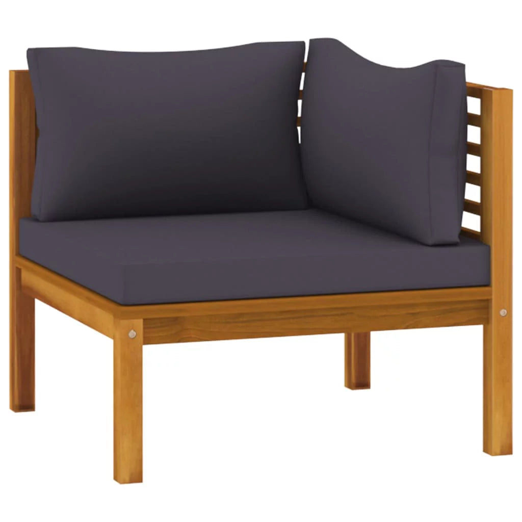 Dark Gray Cushions Solid Acacia Wood Corner Sofas H5910