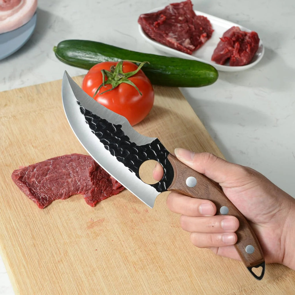 6 Inch High Carbon Steel Meat Cleaver Boning Knife with Sheath E791