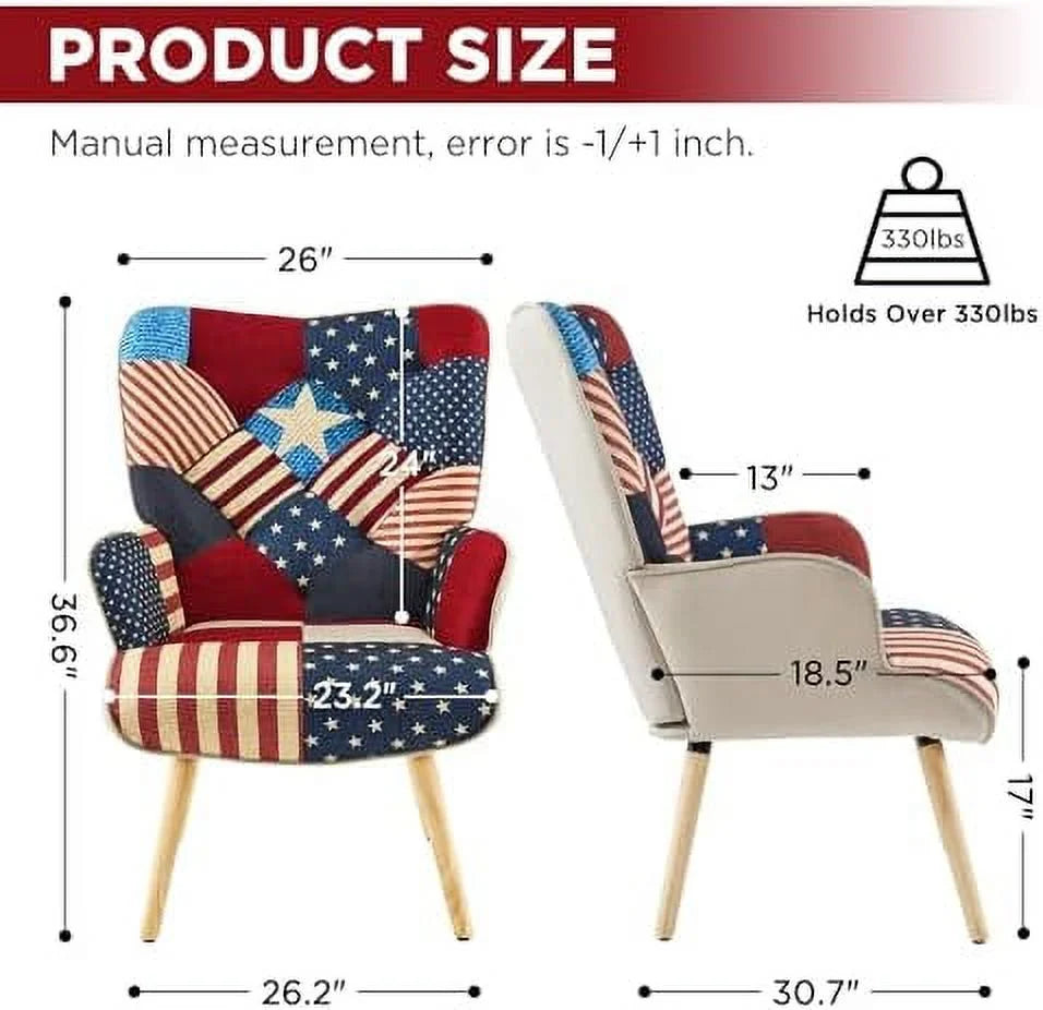 Accent Chair High Back Armchair Linen Fabric Solid Wood P8288