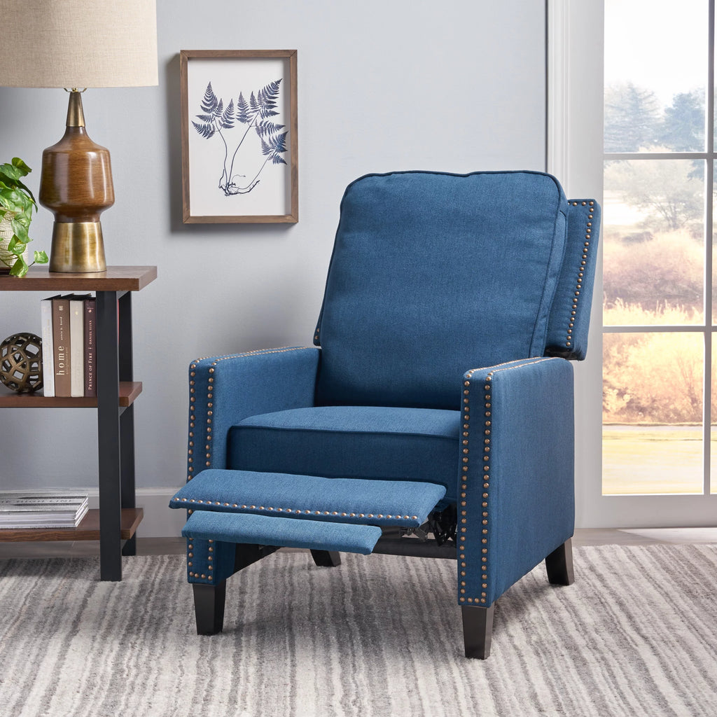 Navy Blue Fabric Recliner Y285060