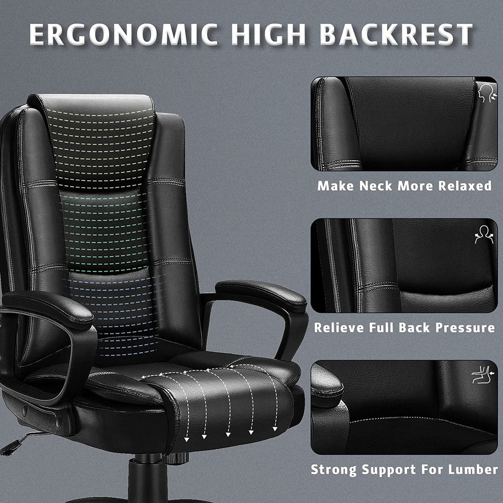 Big and Tall White High Back Ergonomic PU Leather Office Chair S6205