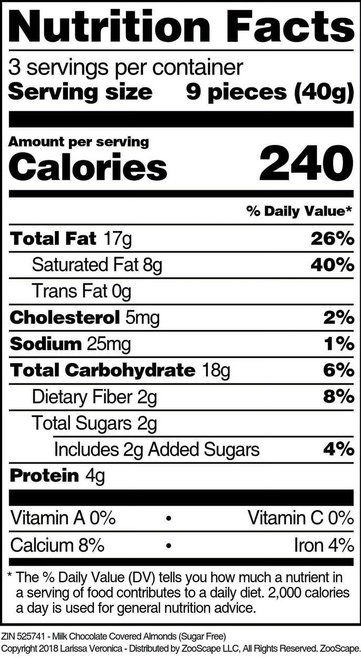Sugar Free Milk Chocolate Covered Almonds 4 oz 3-Pack J6065
