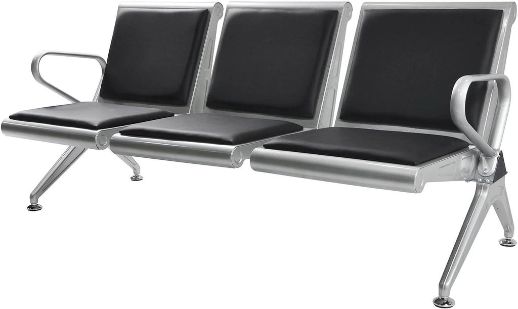 3-Seat Waiting Room Bench with Black PVC Cushion X99624