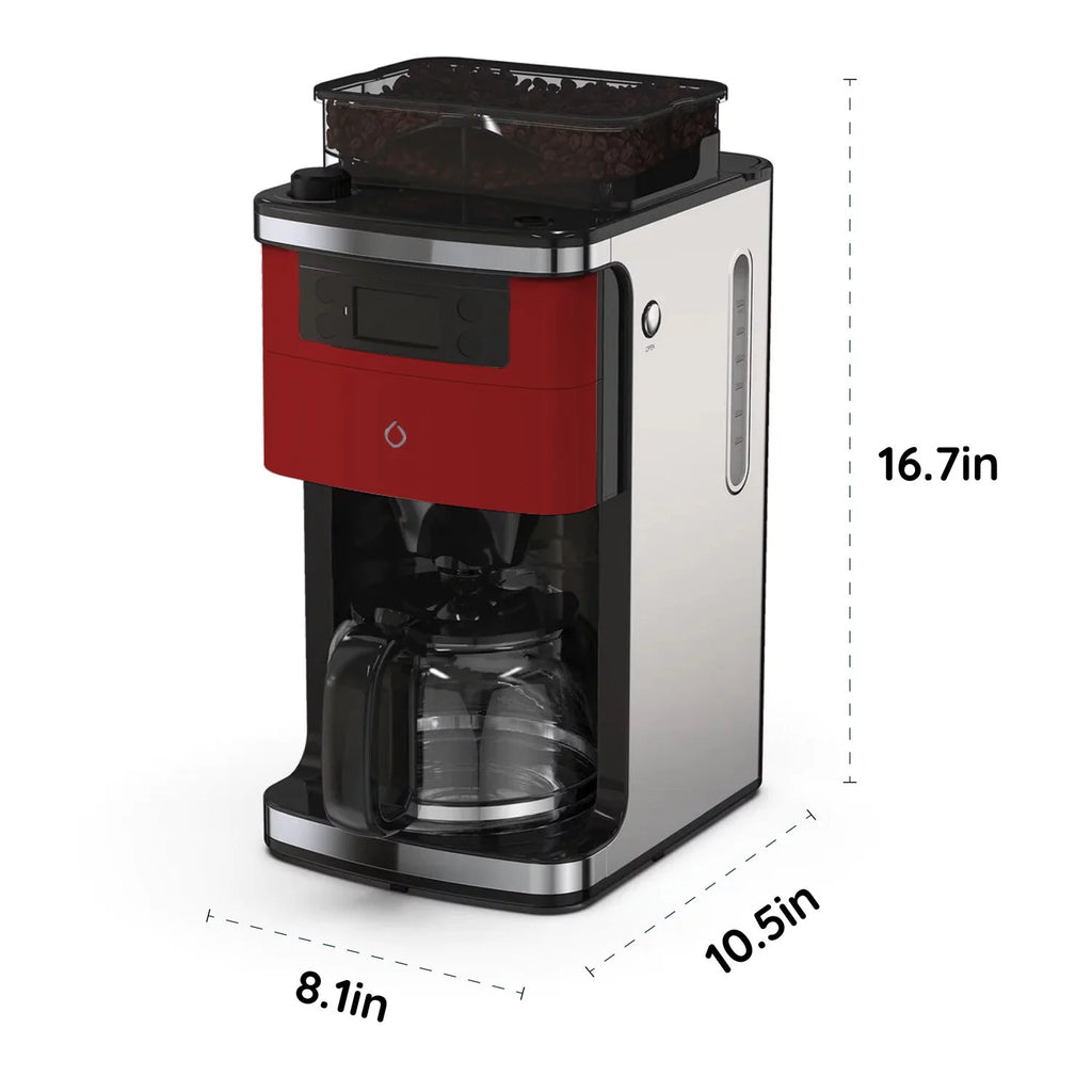 Red Coffee Maker with Built-in Grinder W10858
