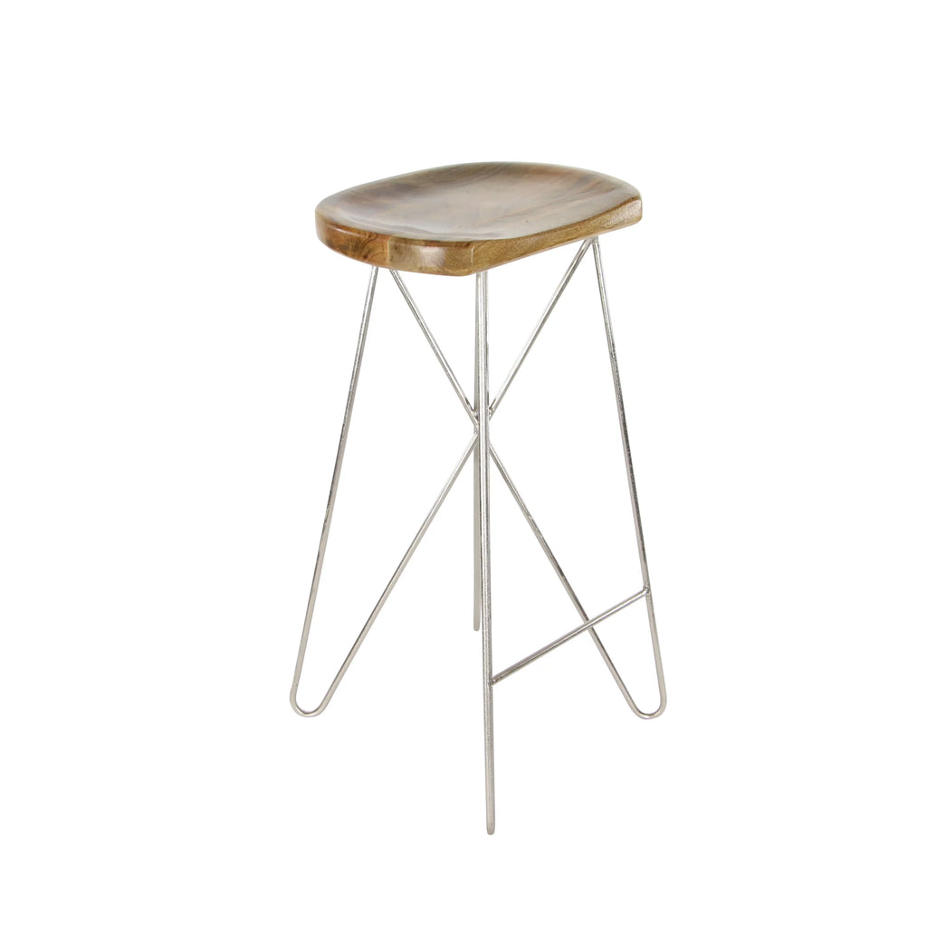 Brown Mango Wood Bar Stool L9962