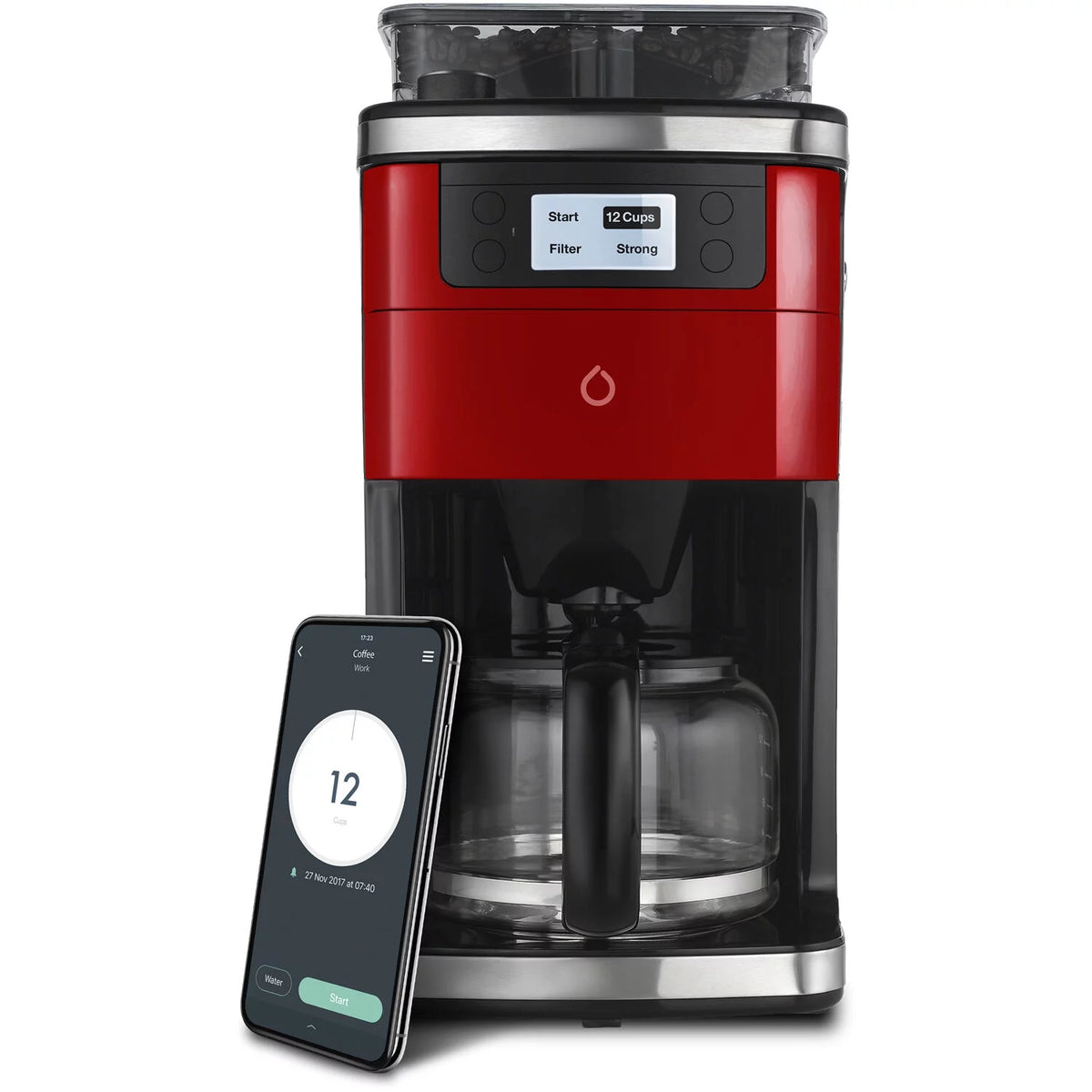 Red Coffee Maker with Built-in Grinder W10858