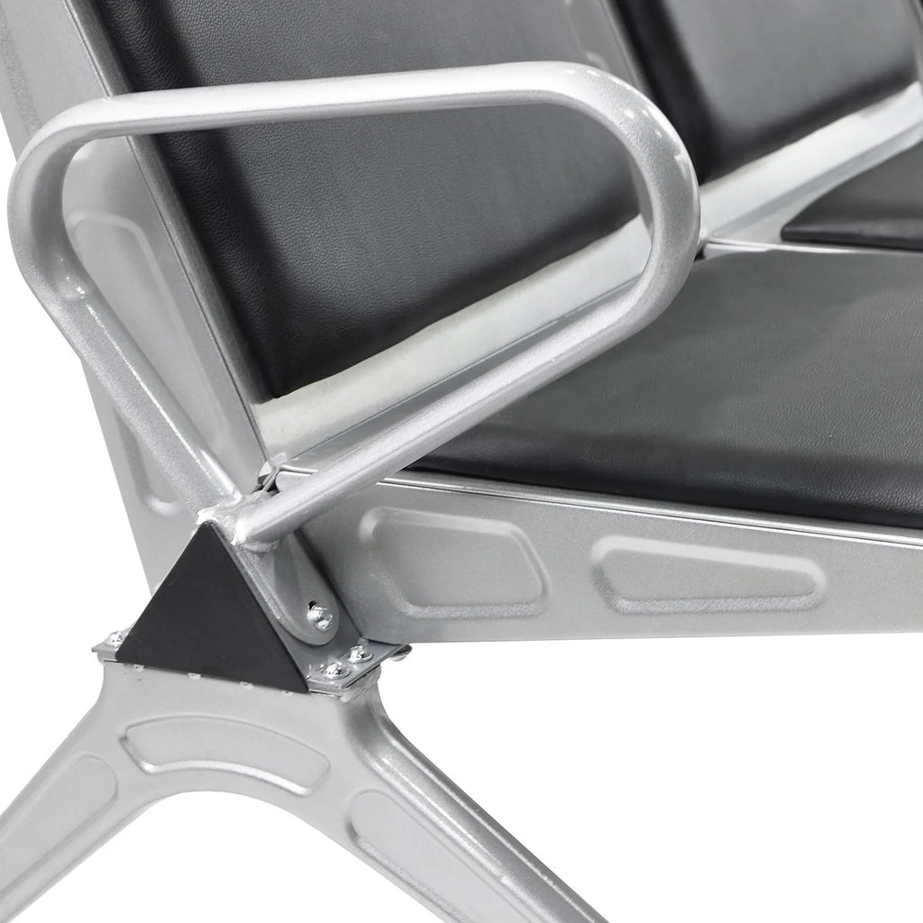 3-Seat Waiting Room Bench with Black PVC Cushion X99624