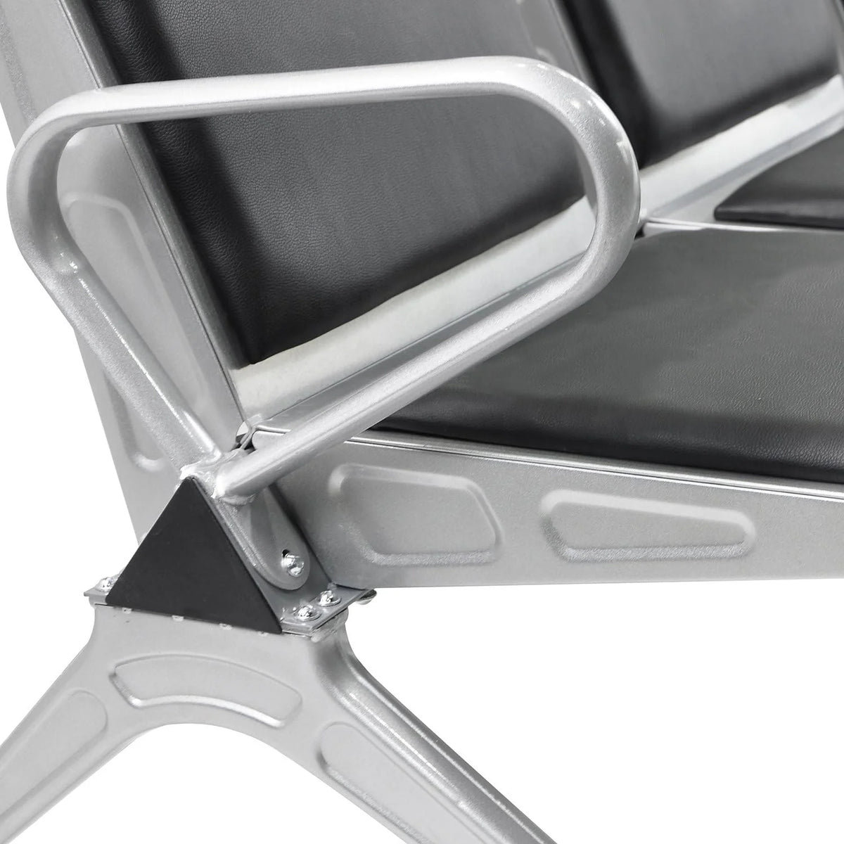 3-Seat Waiting Room Bench with Black PVC Cushion X99624