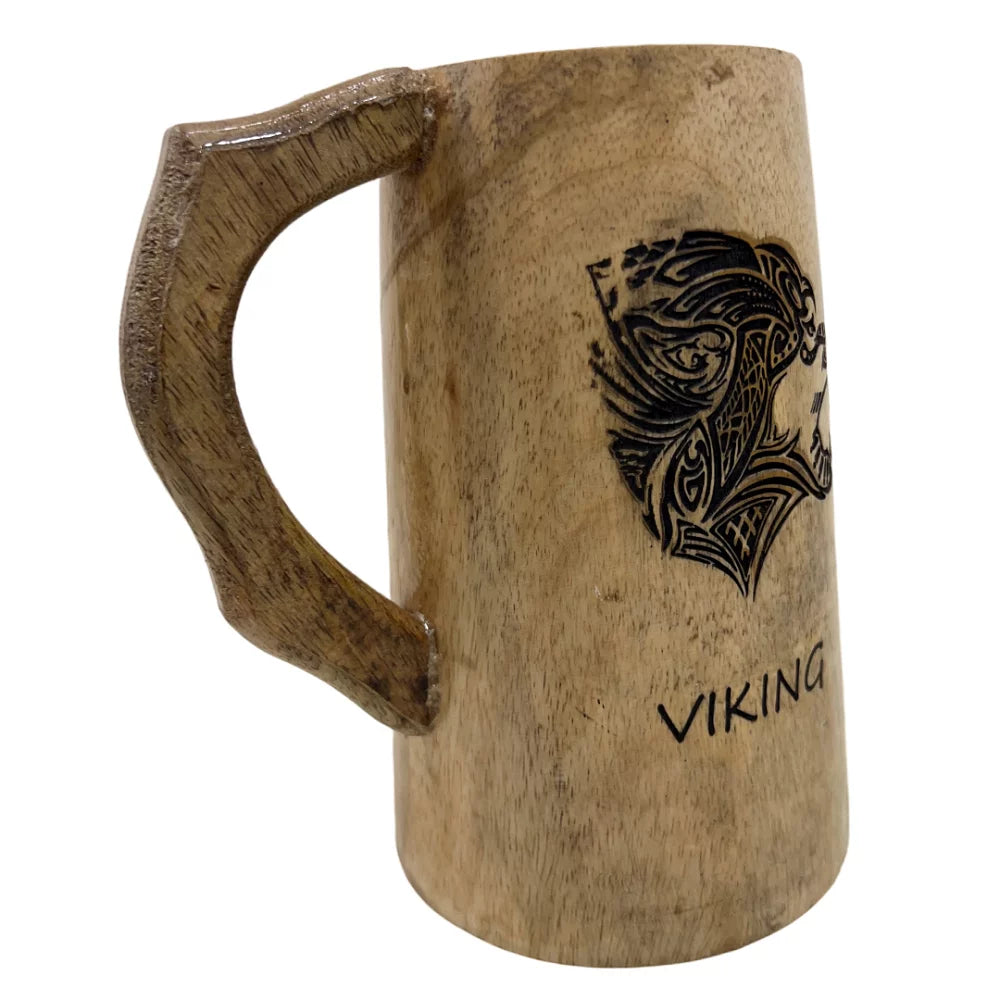 Vintage Engraved Wooden Beer Mug T235236