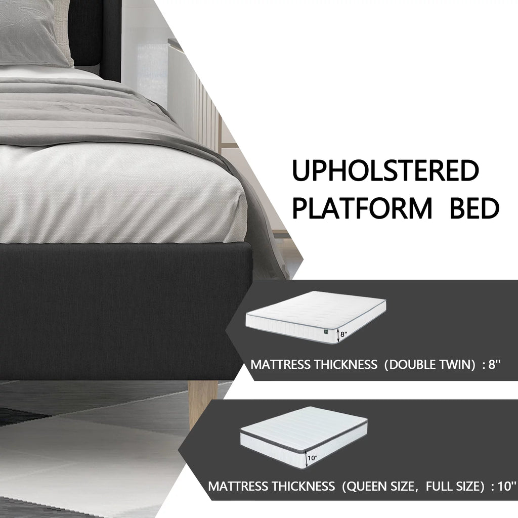 Queen Size Upholstered Platform Bed Frame Y4207
