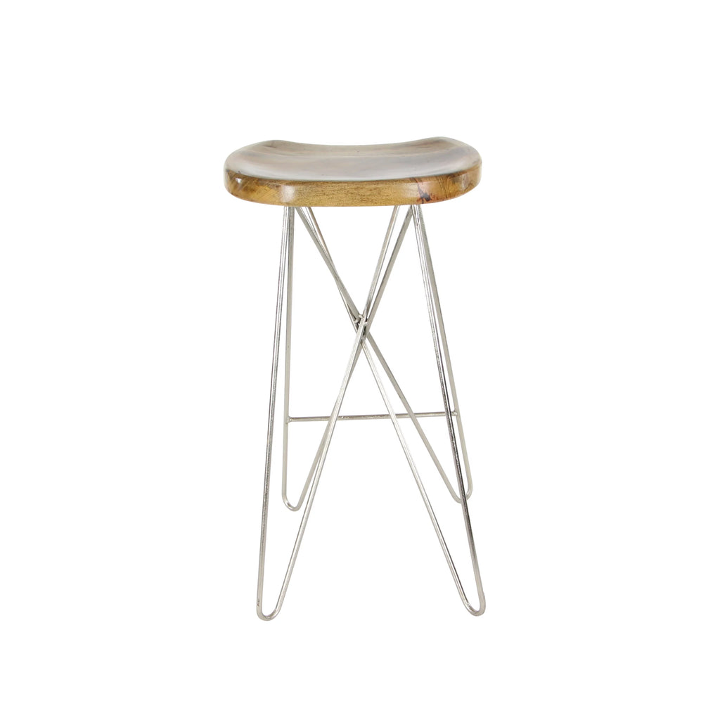 Brown Mango Wood Bar Stool L9962