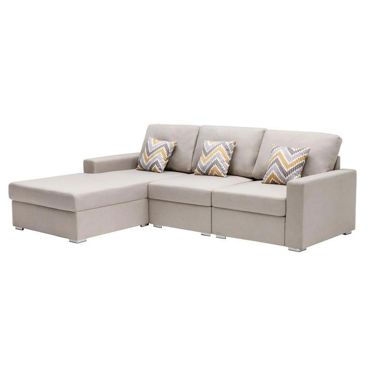 Beige Fabric Reversible Sectional Sofa Chaise N115