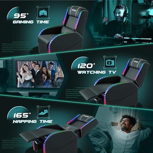 Grey LED Massage Recliner Chair N7241