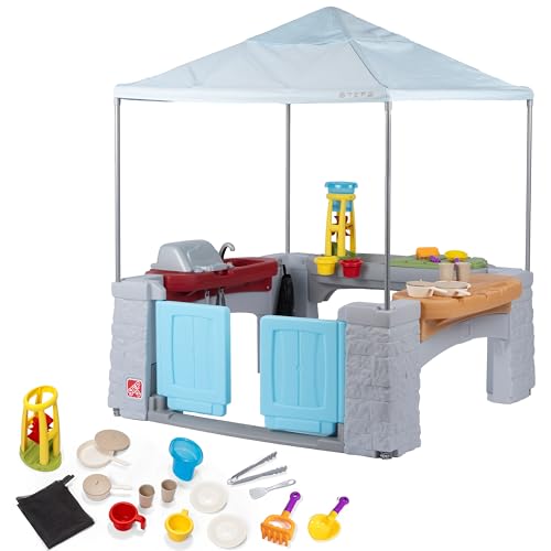 Shaded Outdoor Playhouse with Canopy Q743055
