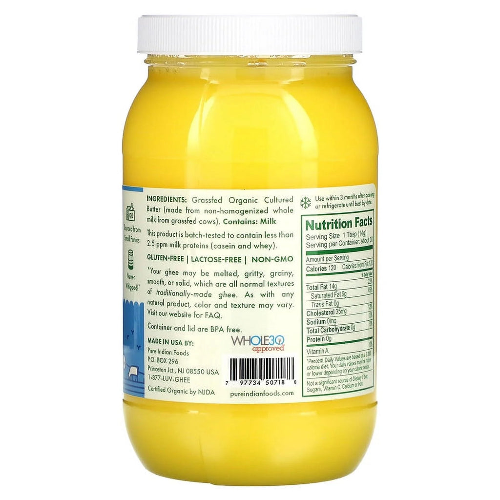 Organic Grass-Fed Cultured Ghee 15 oz Pack of 4 Z434