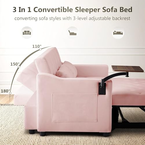 Velvet Full Size Sleeper Sofa with Pullout Bed M33722