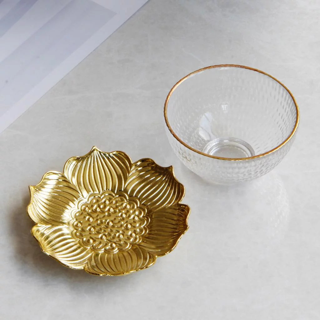 Glass Tea Cup Alloy Saucer Set X57921