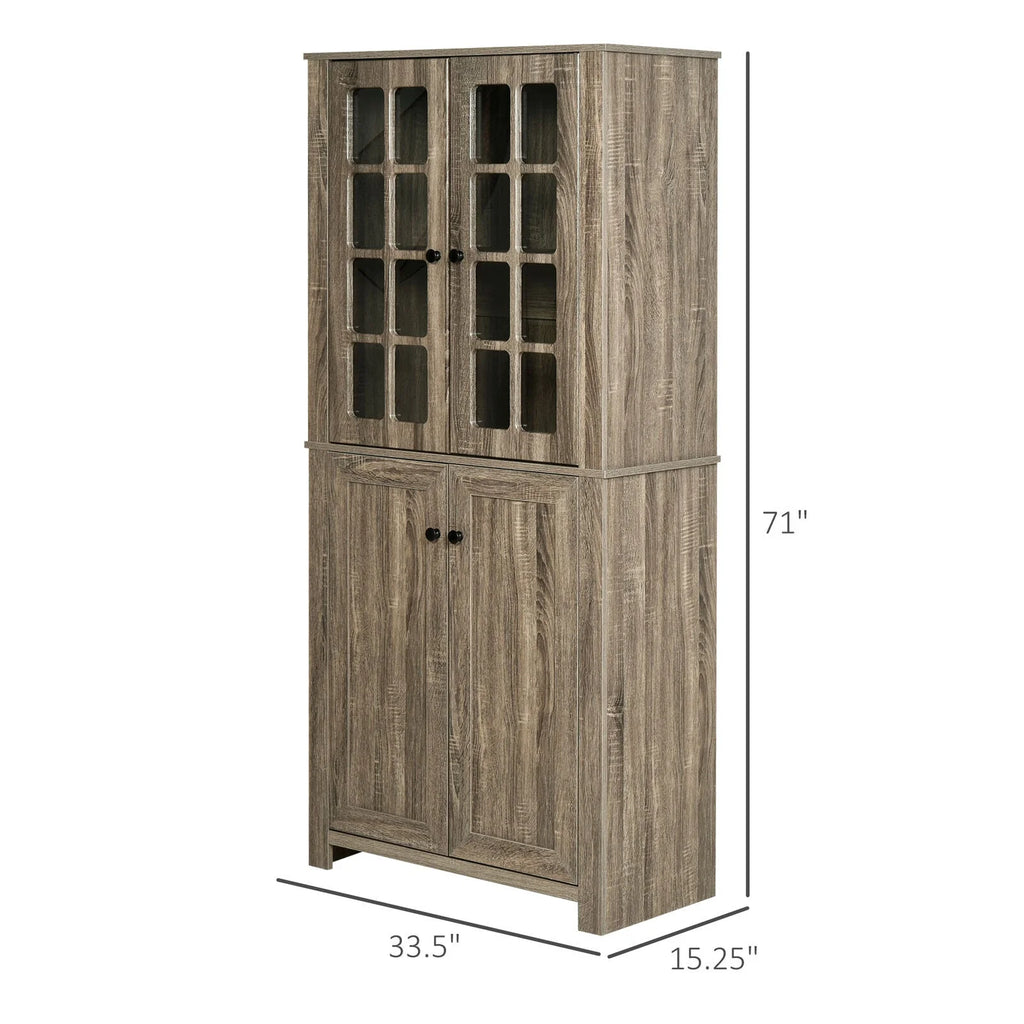Kitchen Pantry Storage Cabinet with Glass Doors Z382350