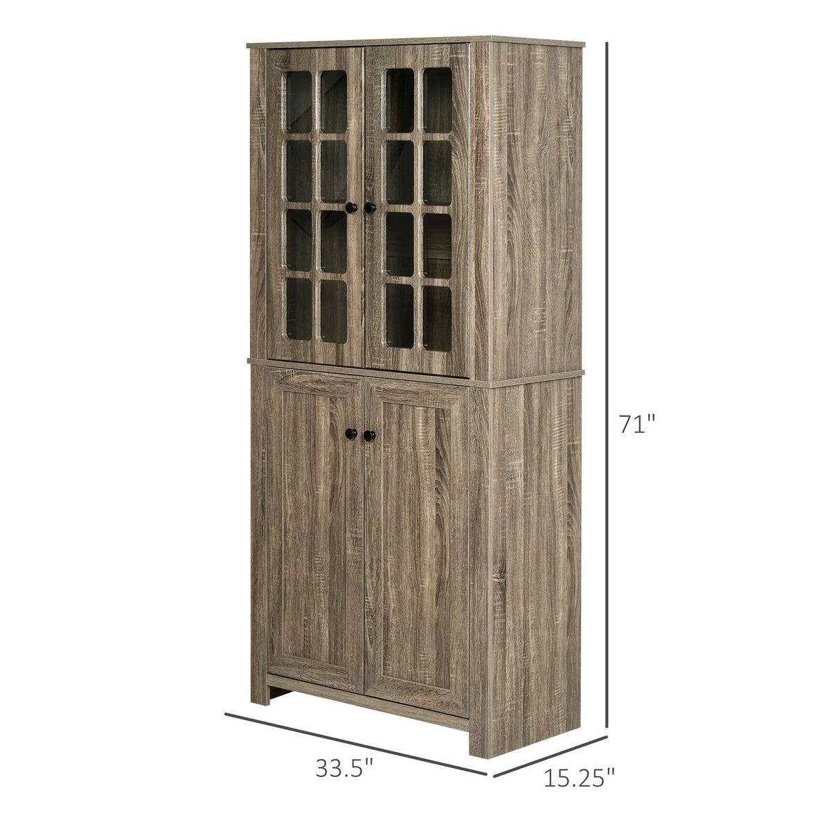 Kitchen Pantry Storage Cabinet with Glass Doors Z382350