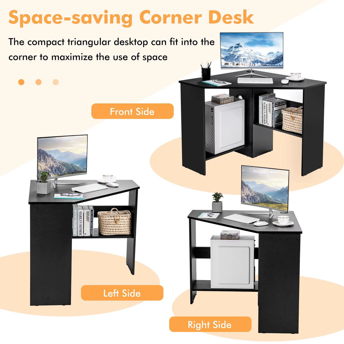 Black Corner Computer Desk S2002