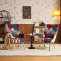 Accent Chair High Back Armchair Linen Fabric Solid Wood P8288