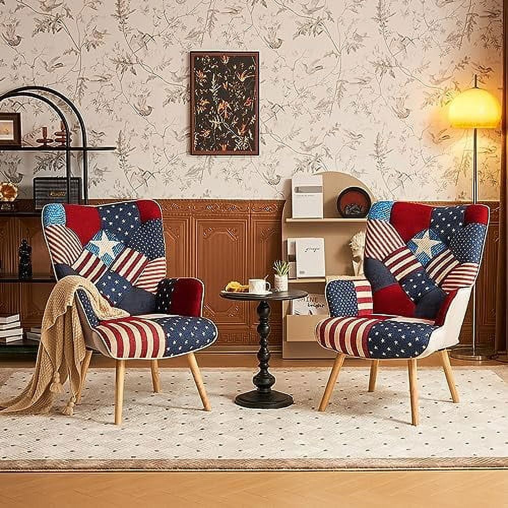 Accent Chair High Back Armchair Linen Fabric Solid Wood P8288