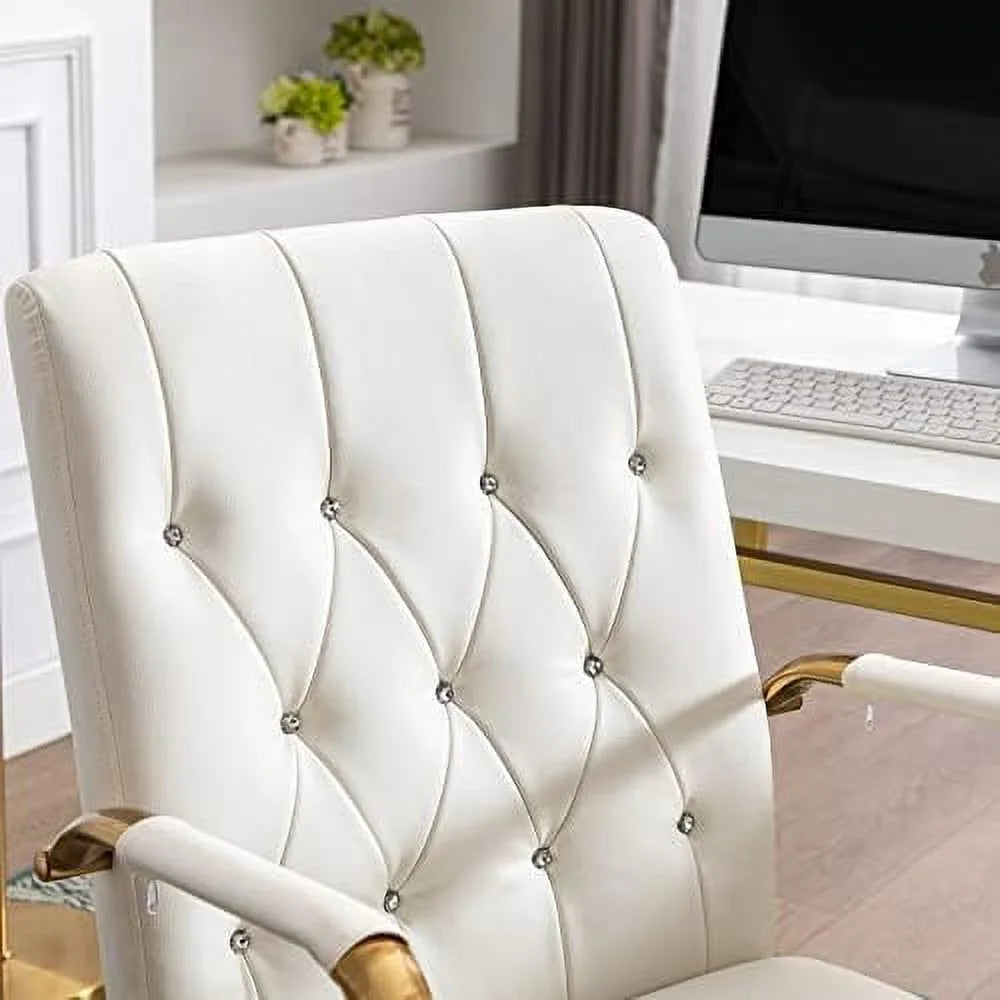 White PU Leather Office Chair with Wheels M66853