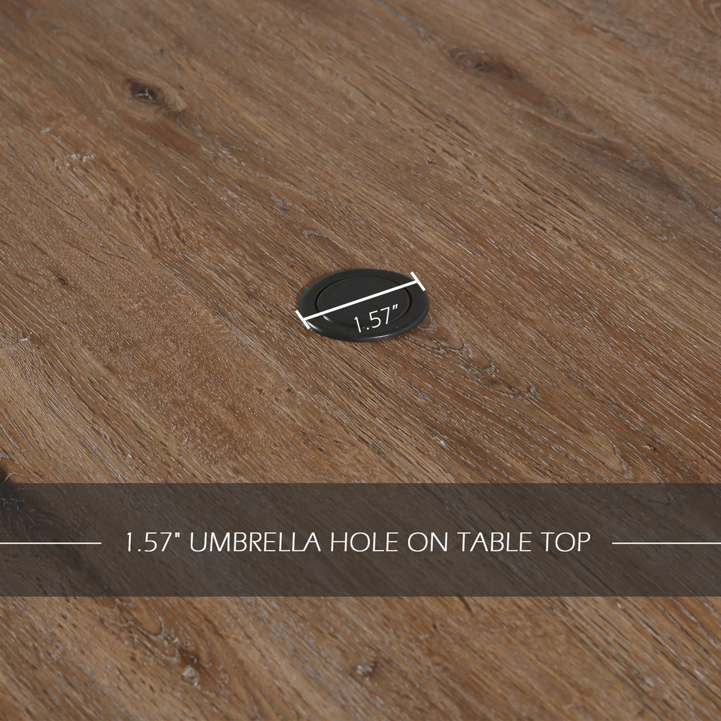 61.5" Rectangular Outdoor Dining Table with Umbrella Hole H450