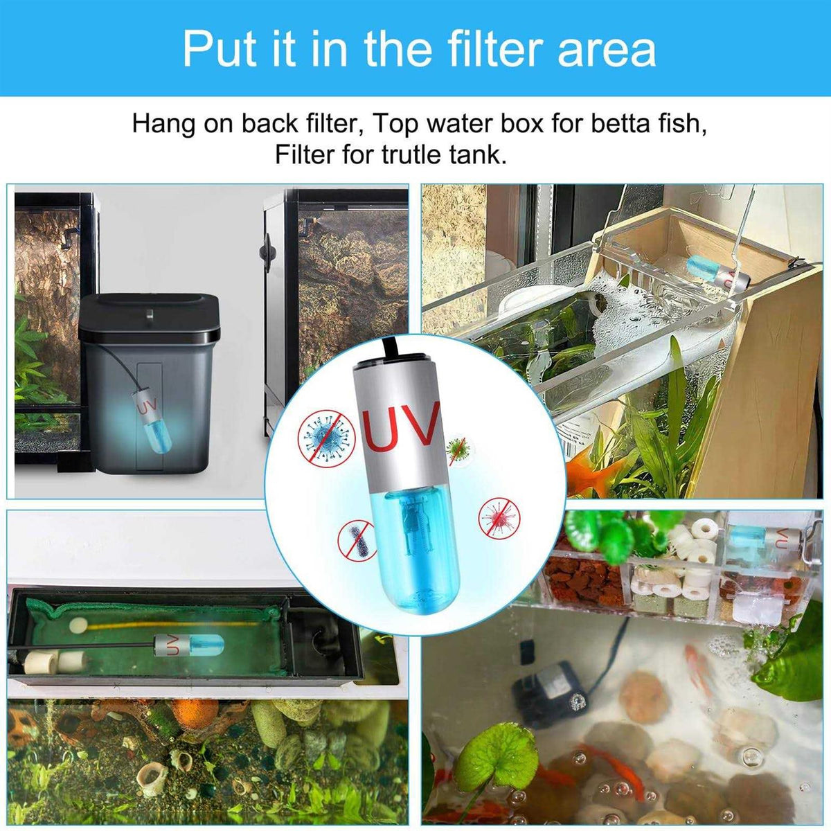 3 W Mini 13 W UV Sanitizer Submersible Aquarium Clean Light T1203
