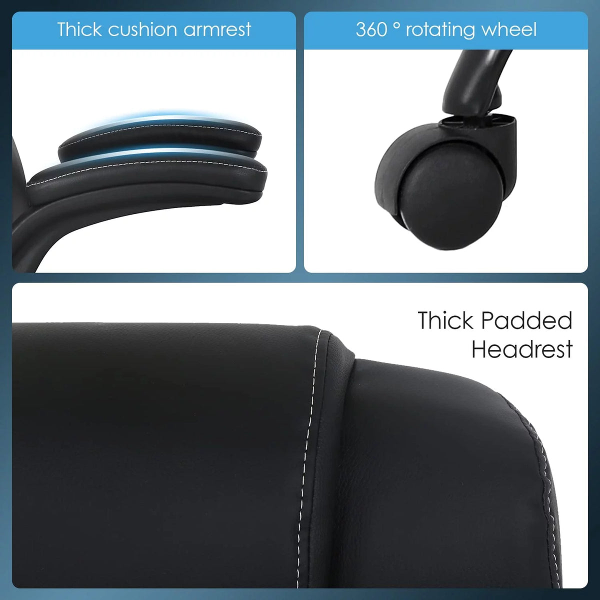 Black Ergonomic High Back PU Leather Office Chair with Lumbar Support V500105