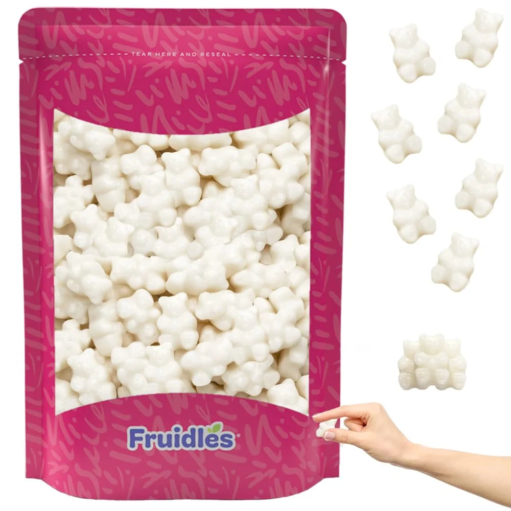 White Strawberry Banana Gummi Bears Candy 1 Pound Bag J226