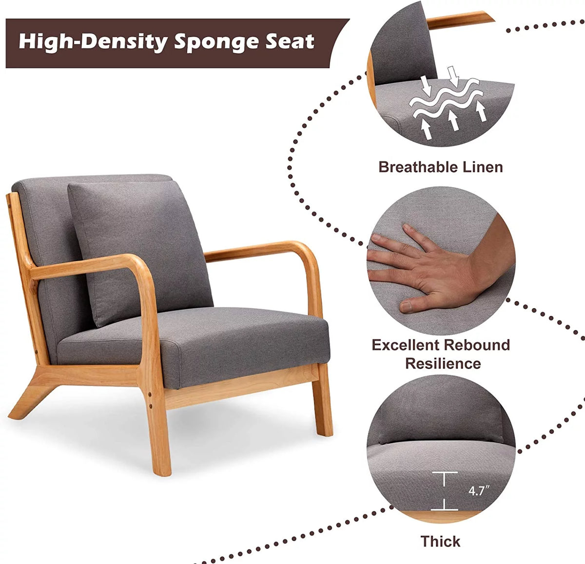 Gray Upholstered Accent Chair Set of 2 W2254