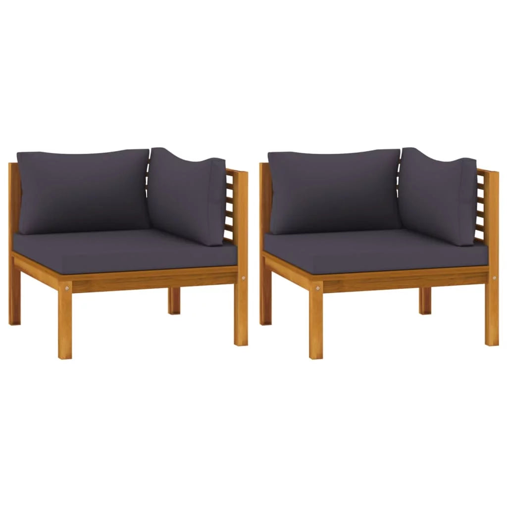 Dark Gray Cushions Solid Acacia Wood Corner Sofas H5910