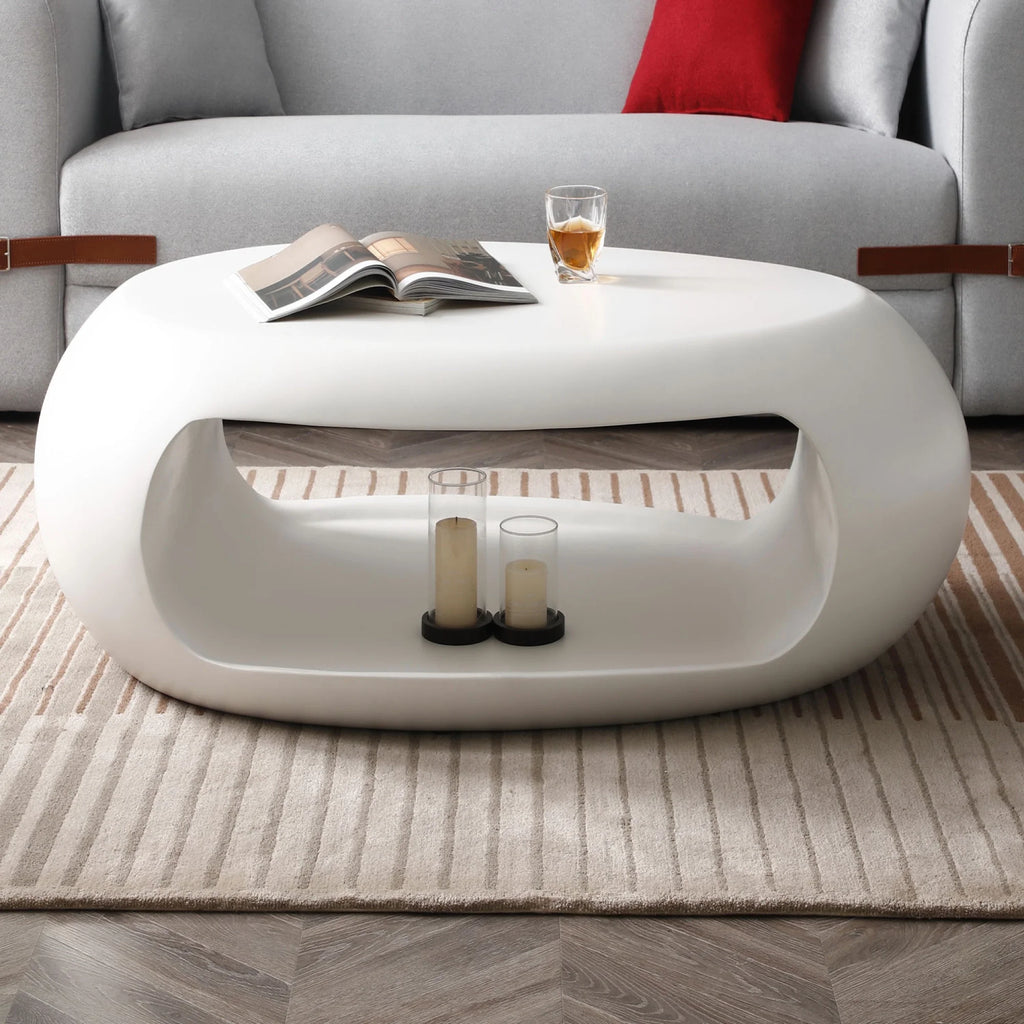 White Oval Fiberglass Coffee Table L12500