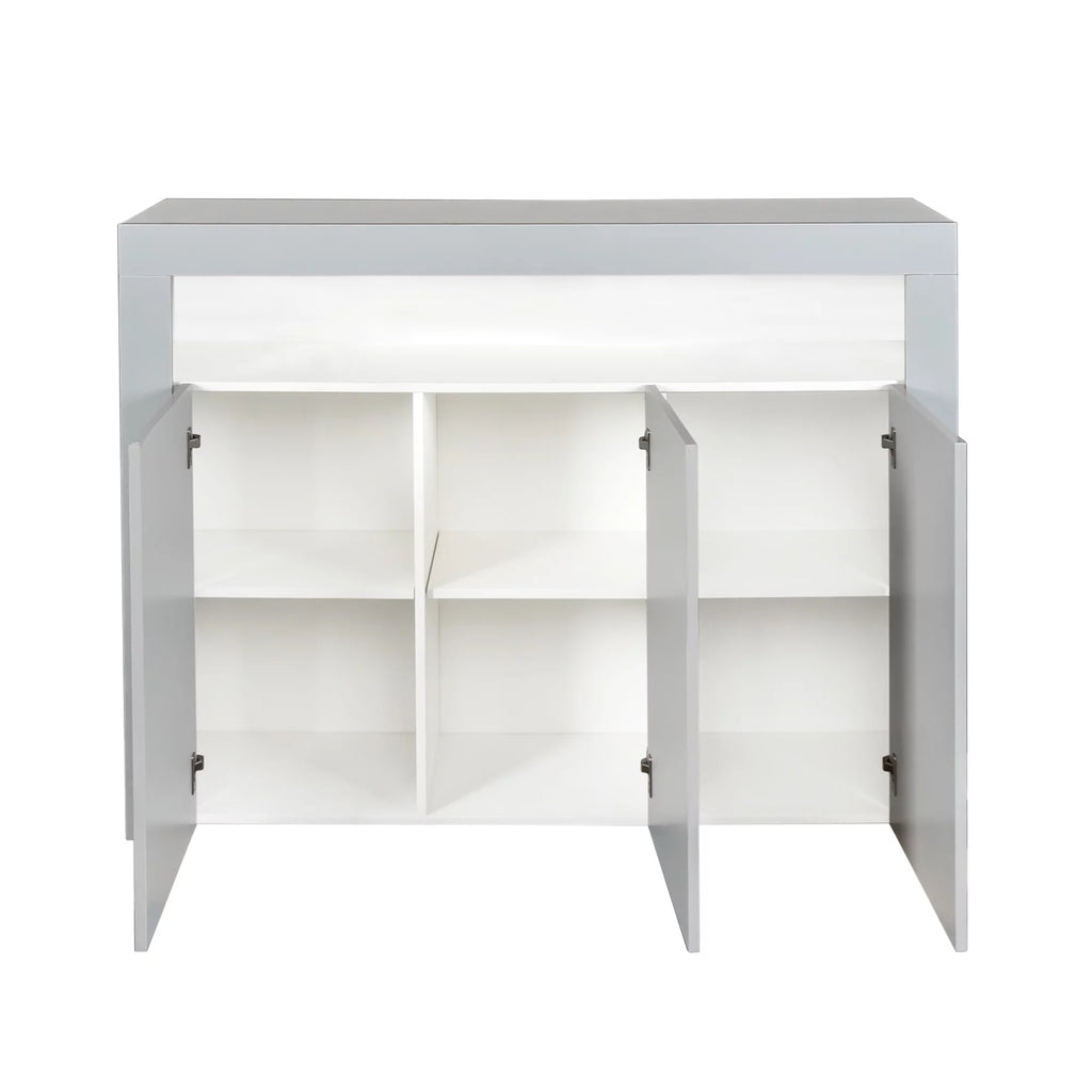 Black High Gloss Sideboard Storage Cabinet with LED Light T676943