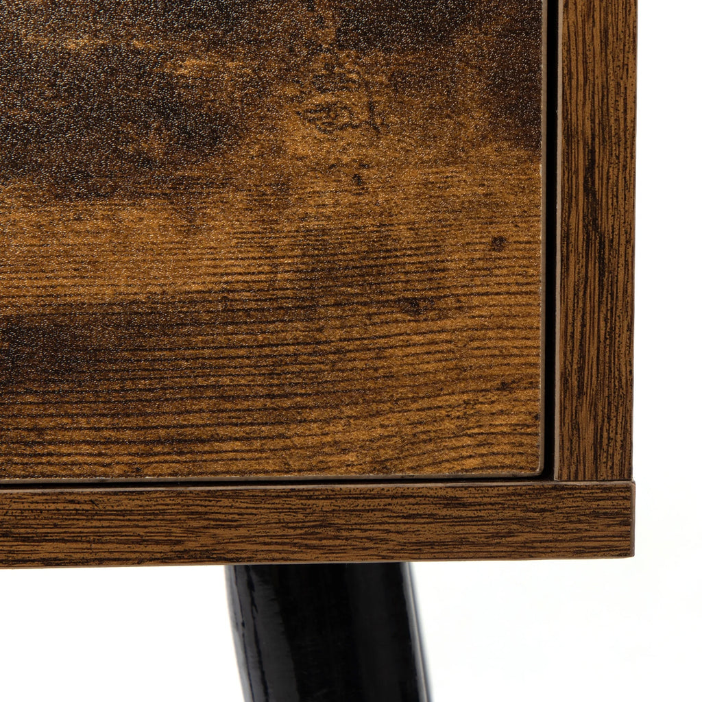 Rustic Brown End Tables with Storage Drawers and Shelf, Set of 2 D4034