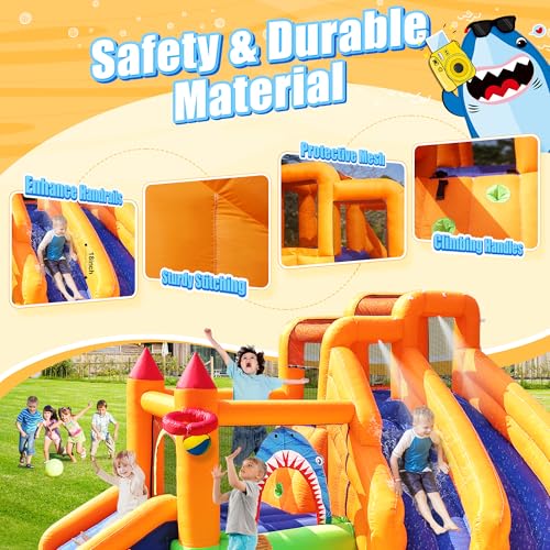 Inflatable Bounce House Triple Water Slide with Splash Pool and Air Blower H2562