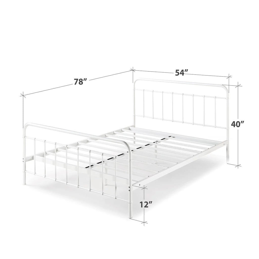 White Full Metal Platform Bed Frame D8257