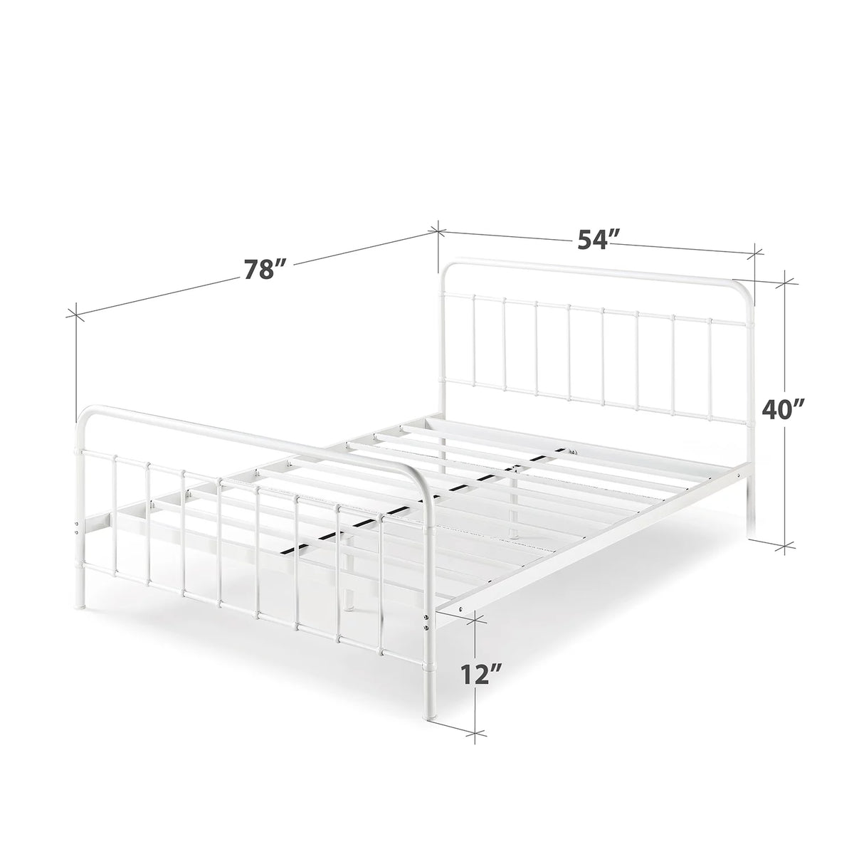 White Full Metal Platform Bed Frame D8257