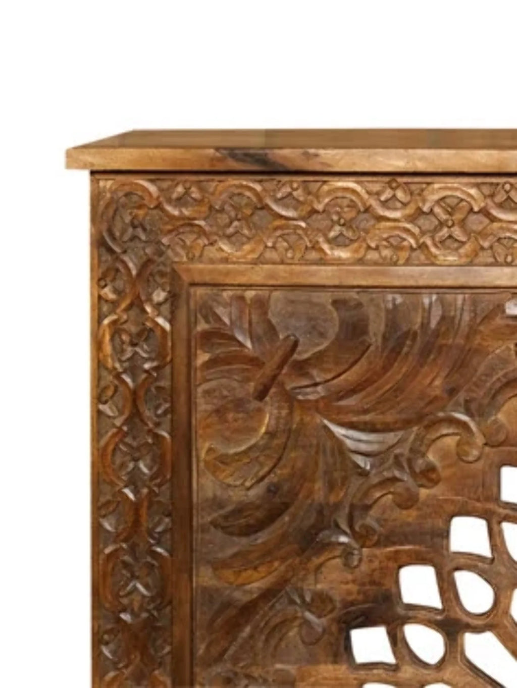 Brown Floral Hand Carved Console Table Q2139