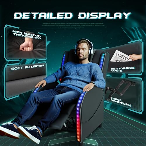 Grey LED Massage Recliner Chair N7241