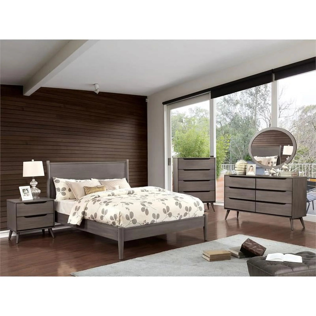 Gray Solid Wood Bedroom Set King + Nightstand I1260