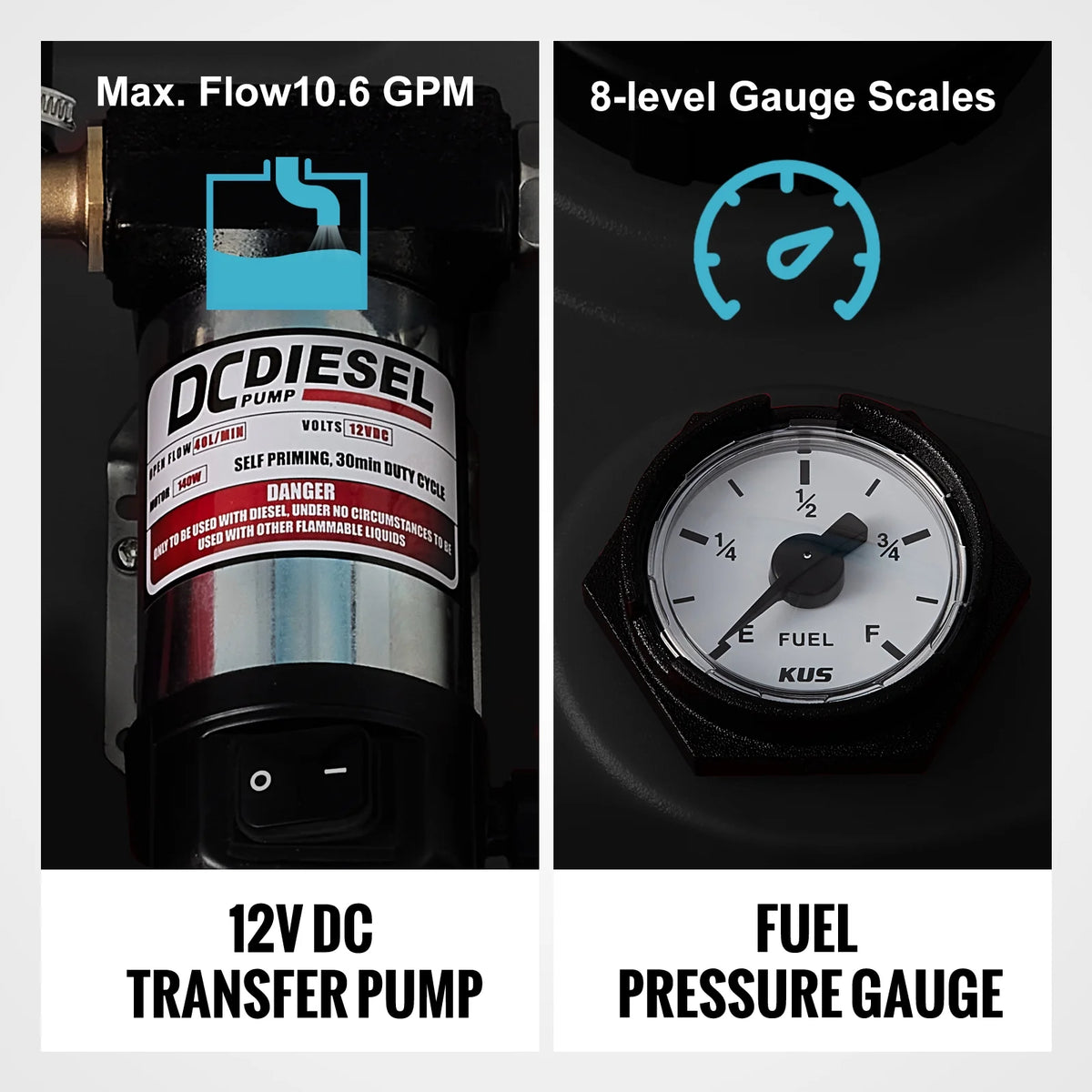 Portable 58 Gal Diesel Fuel Tank with 12V Transfer Pump F949