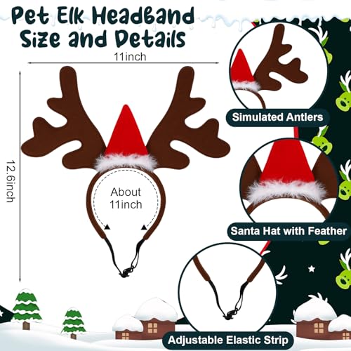2 Set Pet Christmas Costumes Dog Knitted Scarf Reindeer Antlers Headband O888