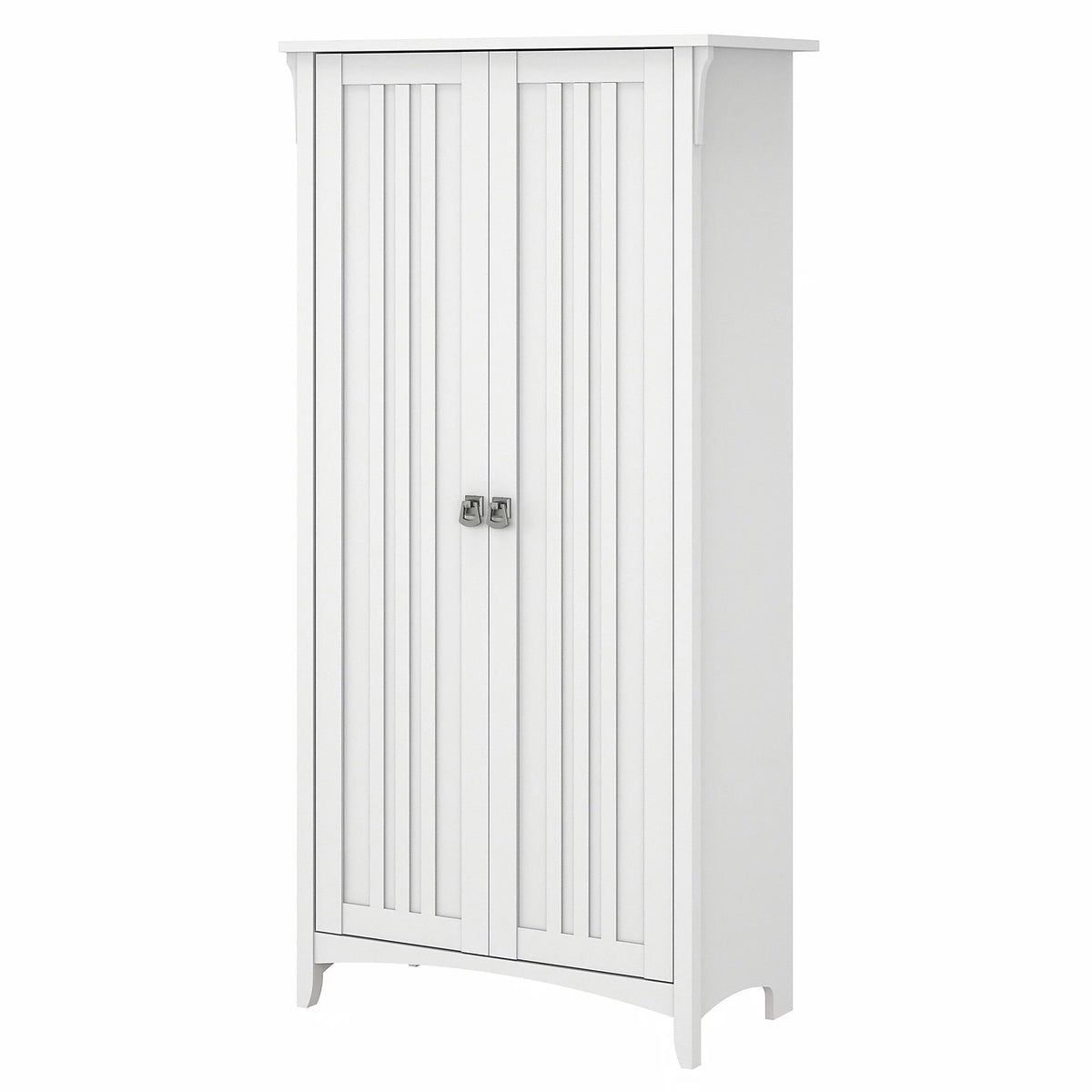 White Engineered Wood Kitchen Pantry Cabinet with Doors J19783
