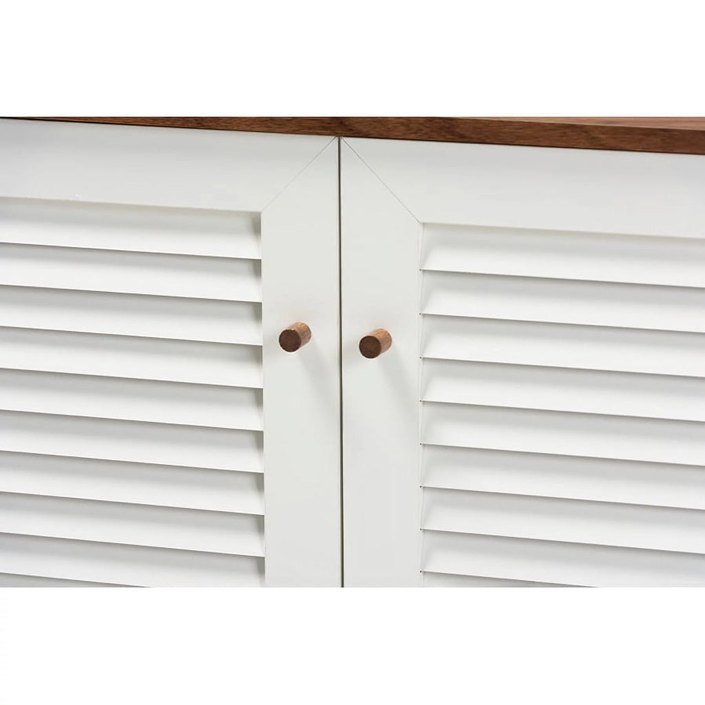 Walnut Finished 8-Shelf Wood Shoe Storage Cabinet Z990