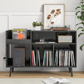 Mid-Century Record Player Stand with Vinyl Record Cabinet U279