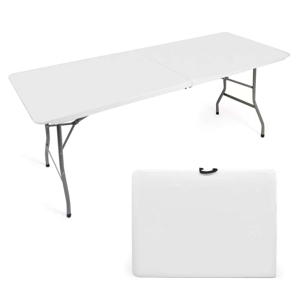 6FT Fold-in-Half White Portable Folding Table T43933